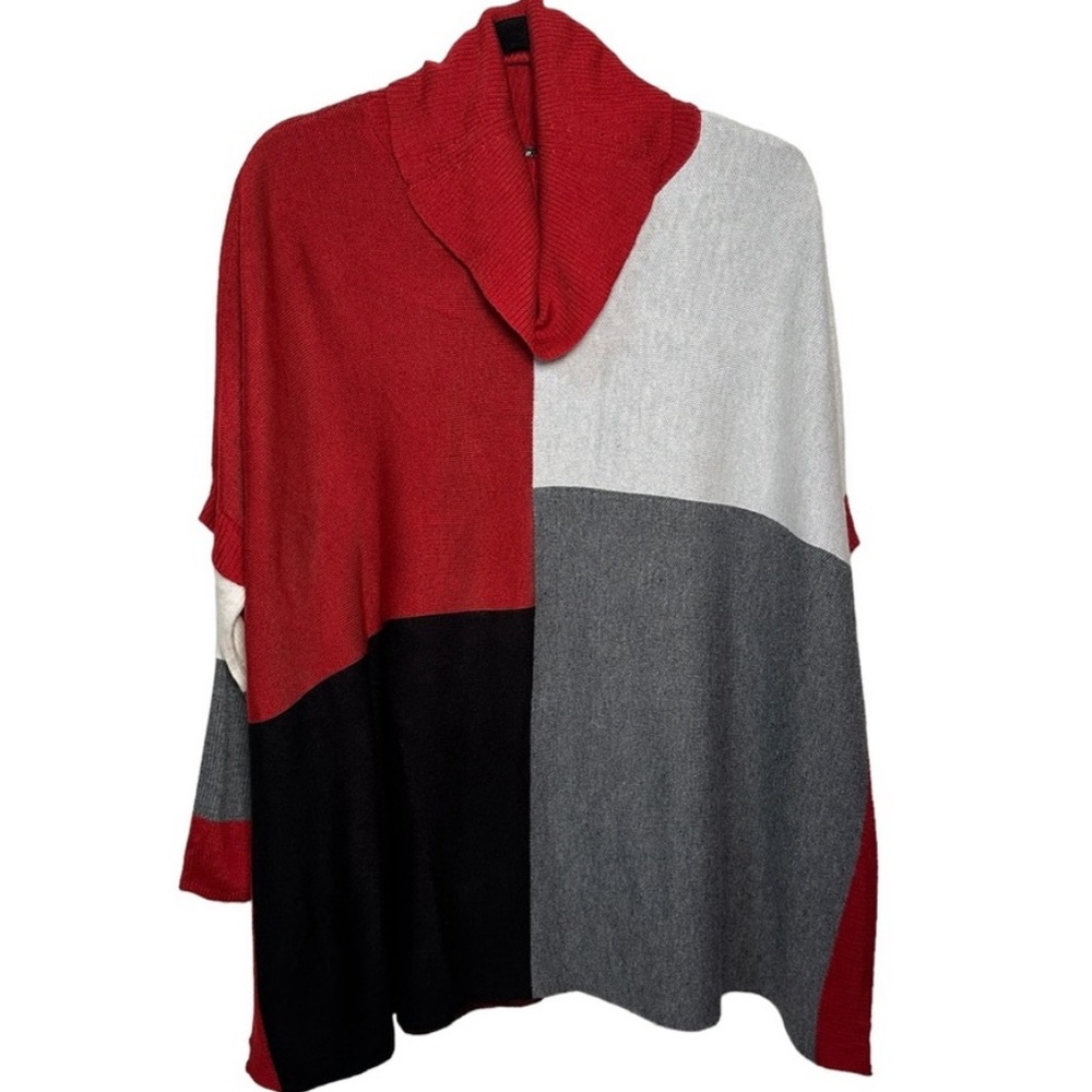 Charlie‎ B Red Turtleneck Poncho Top Sz Small